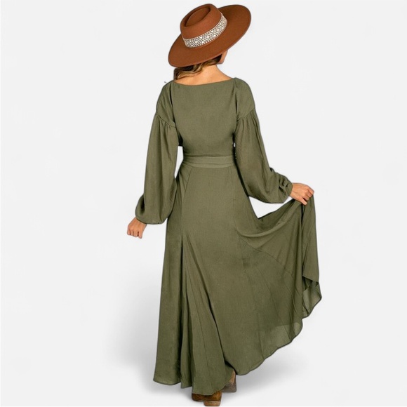 Joyfolie Malin Dress in Sage Green Long Sleeve Maxi 
Size XL - Picture 3 of 10